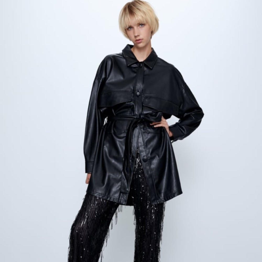 NWT Zara Faux Leather Overshirt